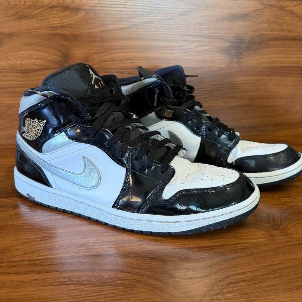 Jordan 1 Mid SE Black Metallic Silver White HV0789-010 Mens Size 14 Sneakers
